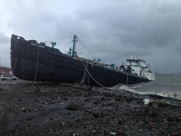 Ship aground during Hurricane Sandy