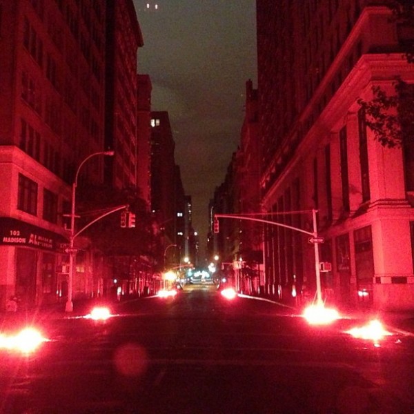 The eeriness of Madison Ave lit only by flares. | @GearPatrol