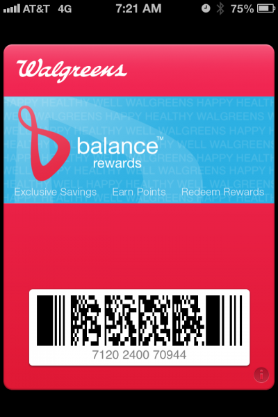 Walgreens Balance Rewards Card on Passbook